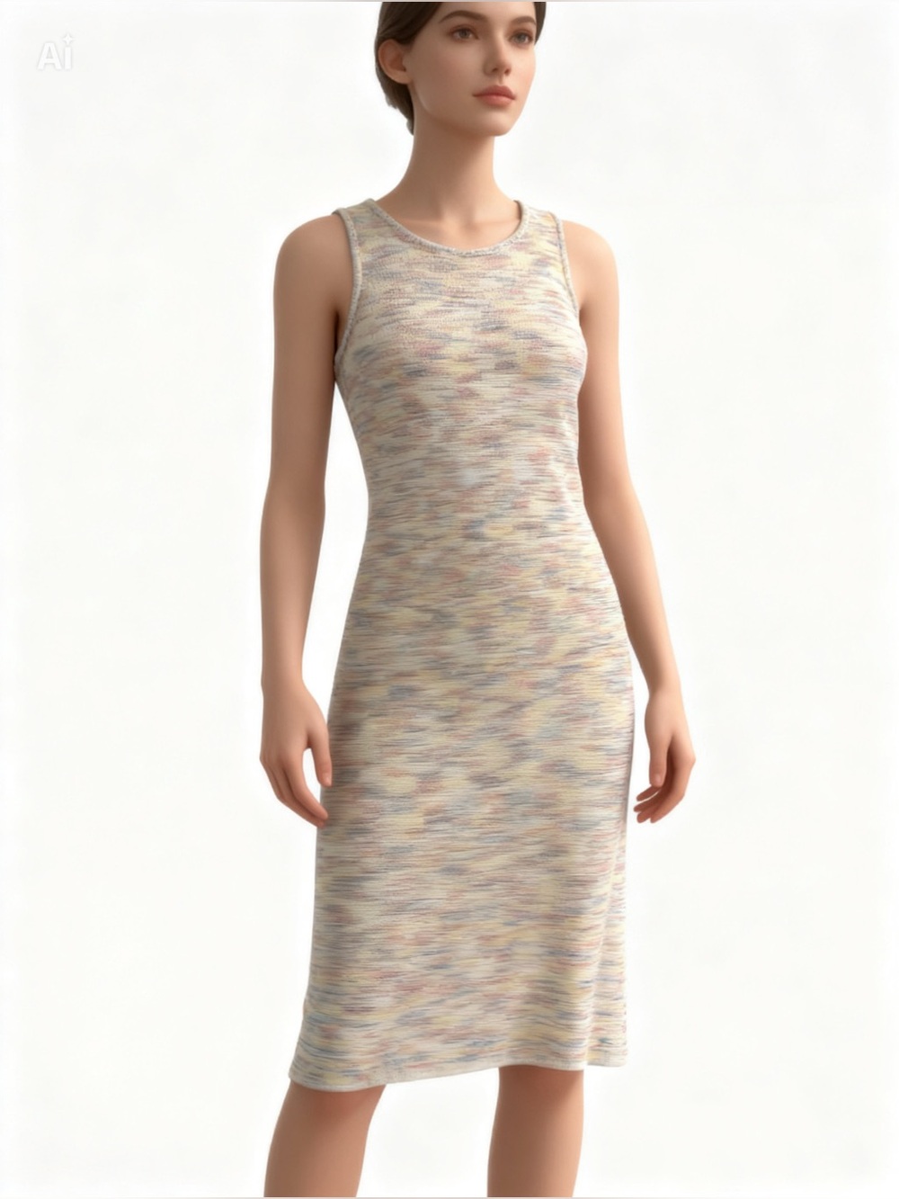 Sleeveless Multicolor Knit Maxi Dress